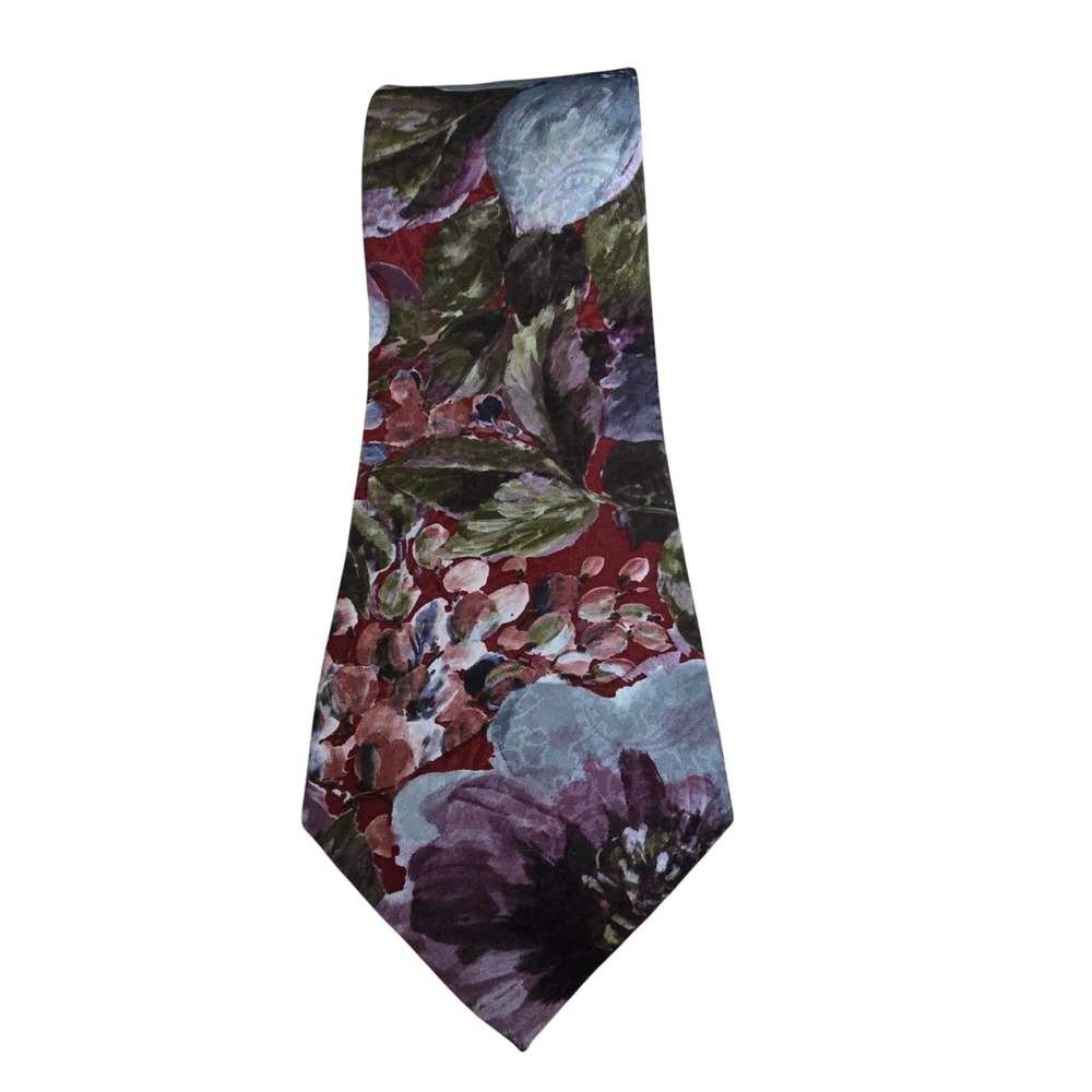 Surrey Traditions Mens Floral Watercolor Necktie Purple‎ Burgundy Made in USA